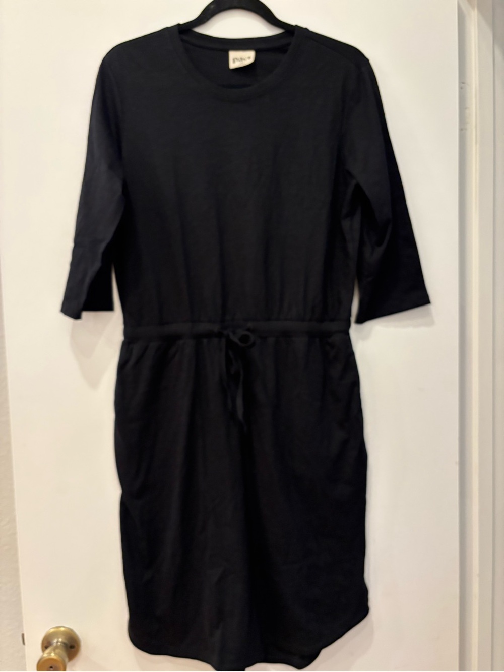 NWOT Pact Organic Cotton Sustainable Midi Tie-Waist Crewneck T-Shirt Dress